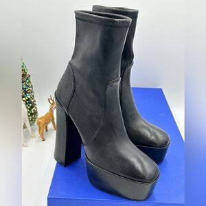 Women’s Stuart Weitzman stretch platform sky, high booties size 10 made Spain